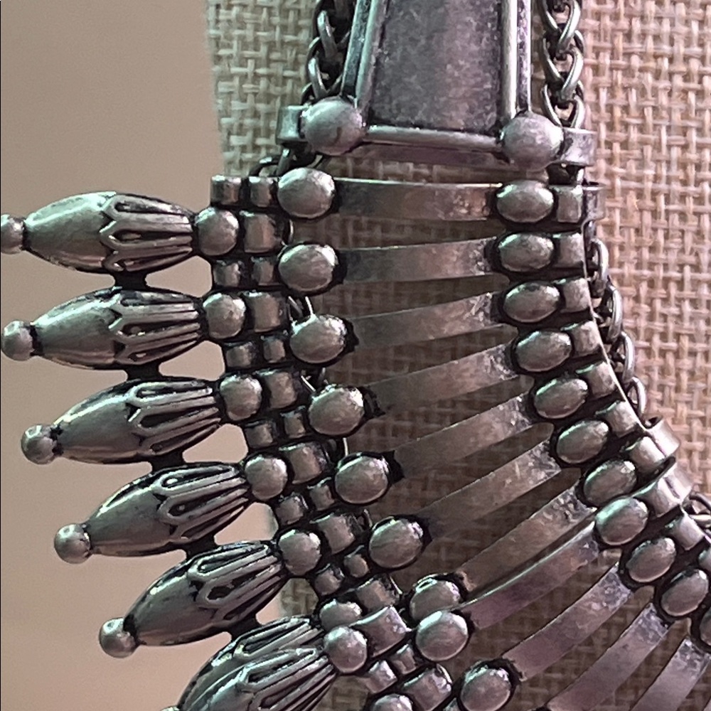 Boho Silver Toned Statement Necklace - image 3